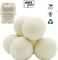 Jean's Goods Drogerballen - Droogballen - Wasdrogerballen - Wasdroger Ballen - Wasbol - Wasbollen - Wasballen - Energiebesparende Producten - Energiebesparend - Duurzaam Cadeau - RWS Wol - Zero Waste - Wasverzachter - Beige - 6 Stuks -Wasbenodigdheden Winkel 1167x1200