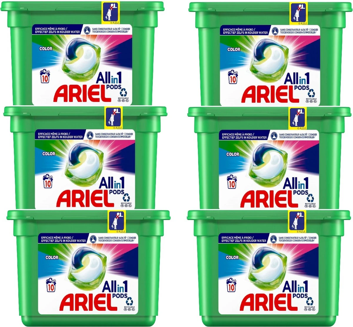 Ariel Wasmiddel 3 In 1 Pods Color - 6x10 (60) Pods 3 Ariel Wasmiddel 3 In 1 Pods Color - 6x10 (60) Pods