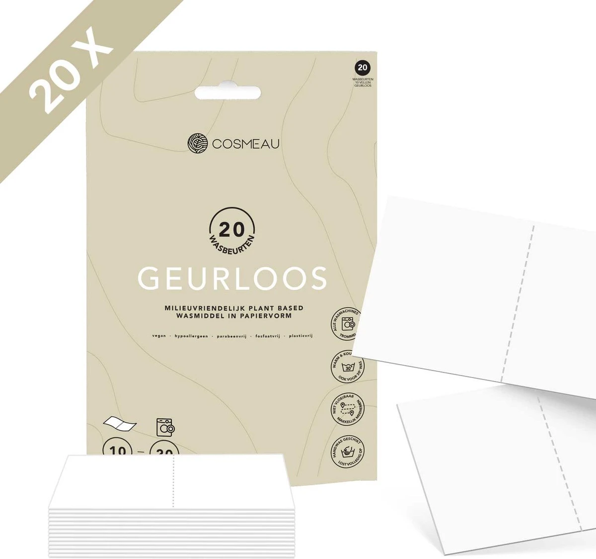 Cosmeau Wasmiddel Wasstrips 20 Wasbeurten Geurvrij Geurloos Wasvellen Wasdoekjes Detergent Sheets Proefpakket - Plasticvrij Biologisch Afbreekbaar 3 Cosmeau Wasmiddel Wasstrips 20 Wasbeurten Geurvrij Geurloos Wasvellen Wasdoekjes Detergent Sheets Proefpakket - Plasticvrij Biologisch Afbreekbaar