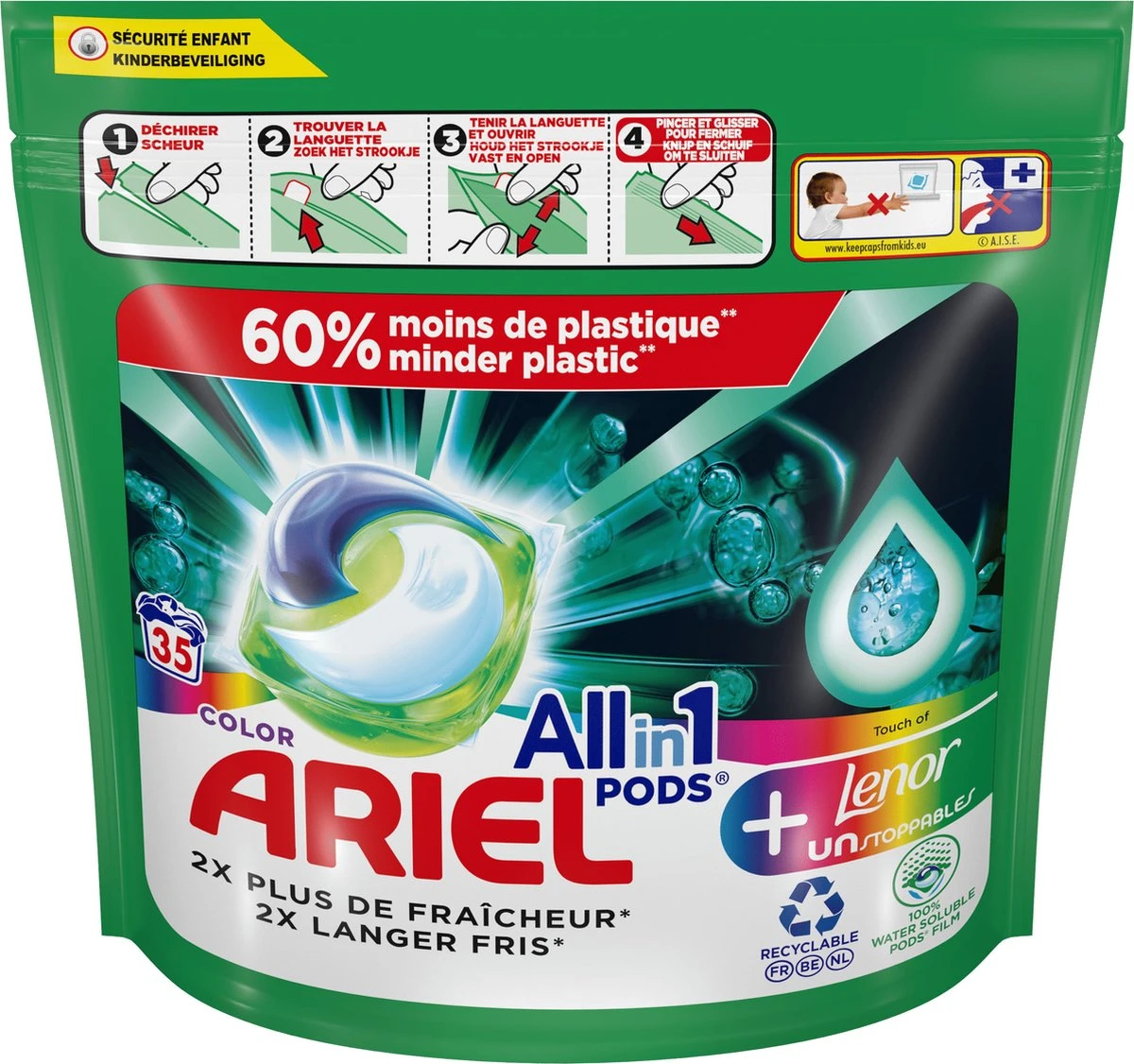Ariel All In 1 Wasmiddel Pods + Touch Van Lenor Unstoppables - Wascapsules - Voordeelverpakking - 3 X 35 Wasbeurten 7 Ariel All In 1 Wasmiddel Pods + Touch Van Lenor Unstoppables - Wascapsules - Voordeelverpakking - 3 X 35 Wasbeurten - Afbeelding 5