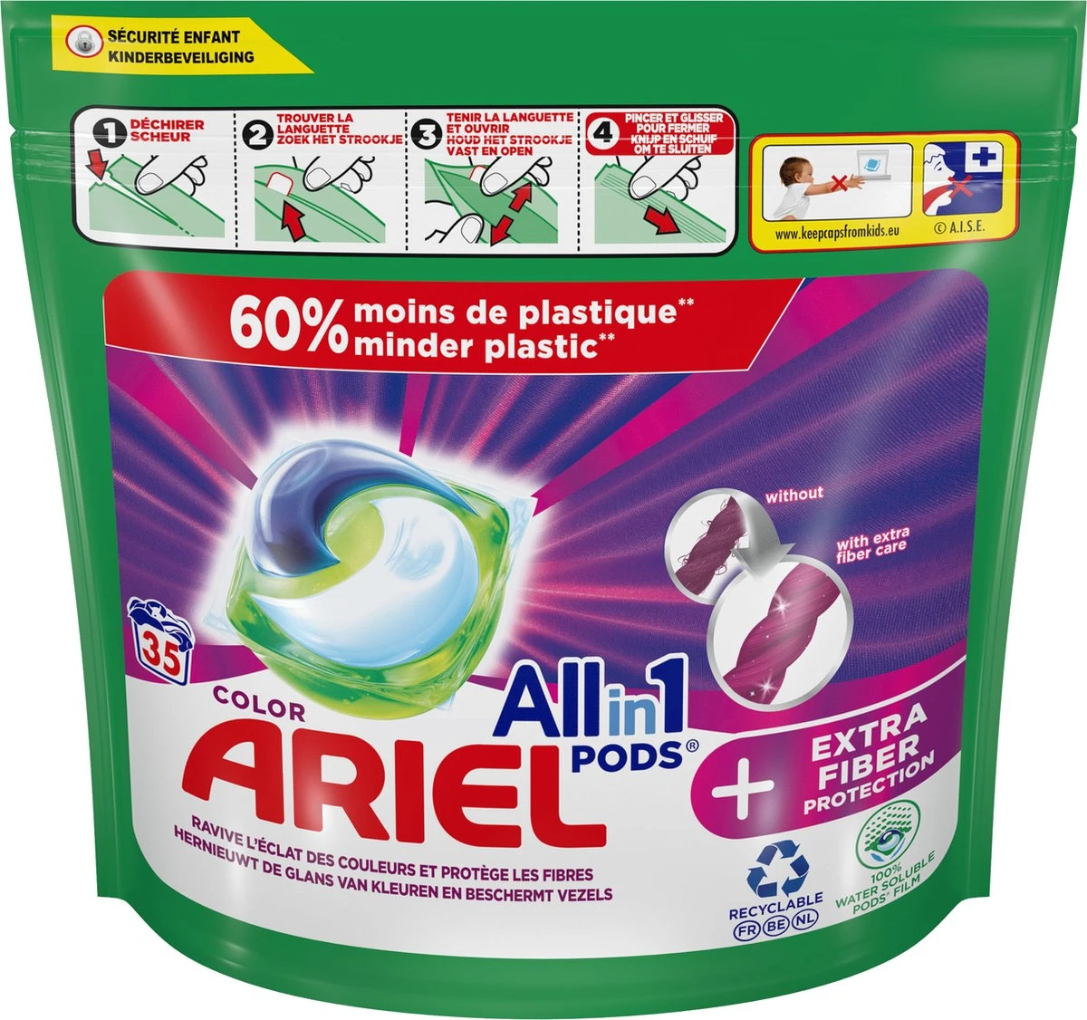 Ariel All In 1 Wasmiddel Pods +Extra Vezelbescherming - Wascapsules - 35 Wasbeurten 3 Ariel All In 1 Wasmiddel Pods +Extra Vezelbescherming - Wascapsules - 35 Wasbeurten