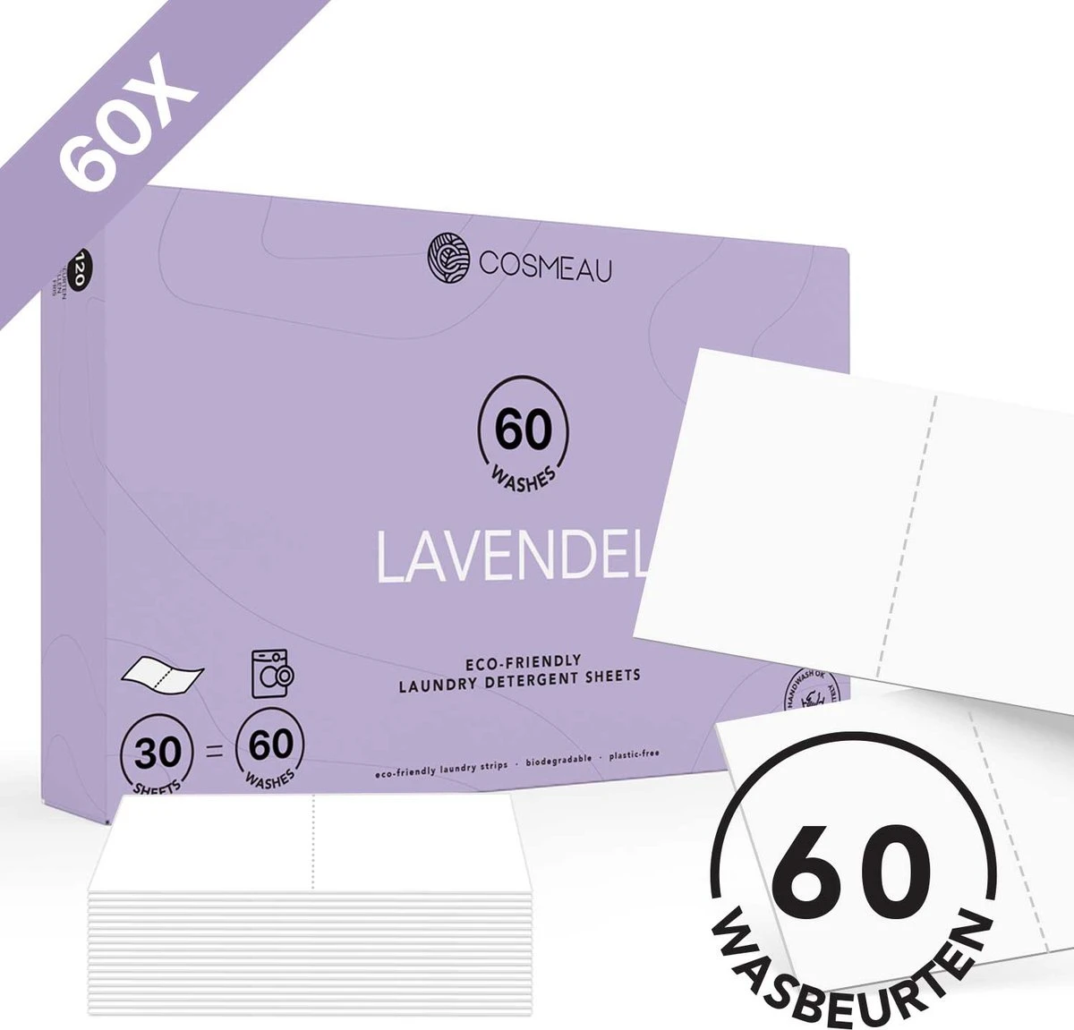 Cosmeau Wasstrips 60 Wasbeurten Lavendel Wasmiddel Wasvellen Wasdoekjes Detergent Sheets Eco Laundry Strips - Biologisch Cosmo Cosmea Kosmo 3 Cosmeau Wasstrips 60 Wasbeurten Lavendel Wasmiddel Wasvellen Wasdoekjes Detergent Sheets Eco Laundry Strips - Biologisch Cosmo Cosmea Kosmo