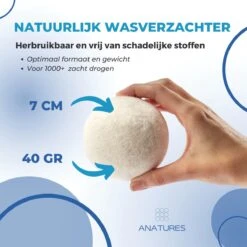 ANATURES Wollen XL Drogerballen 6 Stuks In Opbergmand – Herbruikbare Droogballen Wasdroger – Nieuw Zeelands RWS Schaapswol - Wasdrogerballen Duurzaam – Natuurlijke Wasverzachter -Wasbenodigdheden Winkel 1200x1200 1510
