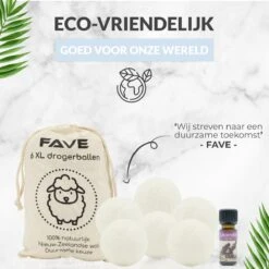 FAVE Drogerballen XL - 6 Stuks - Inclusief 2x Lavendelolie & Opbergzakje - Wasbol - Wasballen - Doseerbol - Droogballen - Duurzaam 17 FAVE Drogerballen XL - 6 Stuks - Inclusief 2x Lavendelolie & Opbergzakje - Wasbol - Wasballen - Doseerbol - Droogballen - Duurzaam -Wasbenodigdheden Winkel 1200x1200 1579