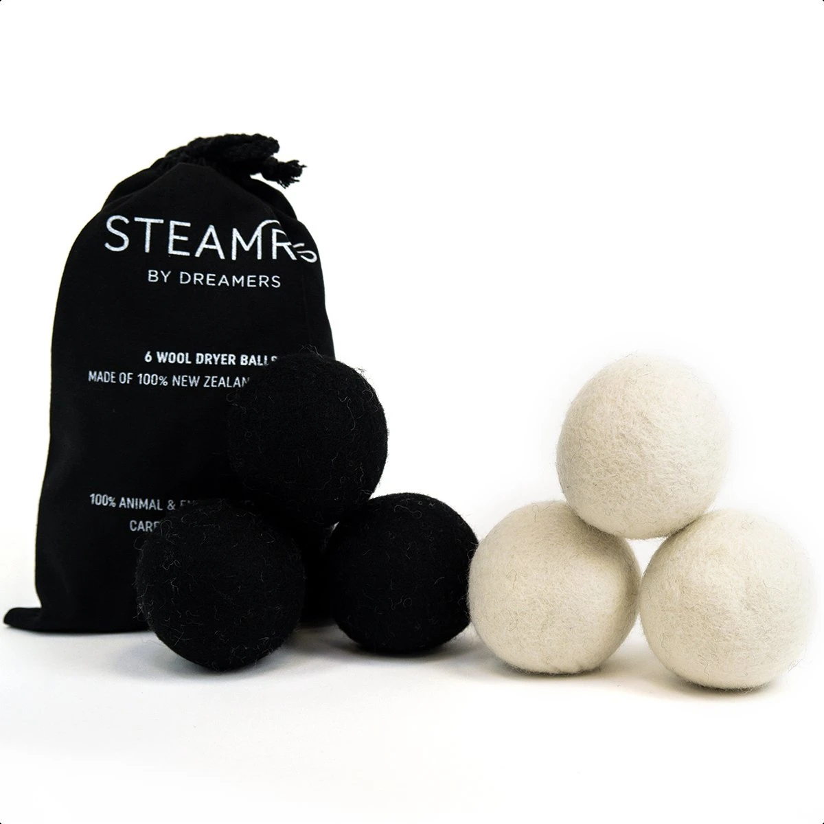 STEAMRS - 6x Wasdrogerballen - 100% Schapenwol - Verkort Droogtijd - Zachtere & Kreukloze Was 2 STEAMRS - 6x Wasdrogerballen - 100% Schapenwol - Verkort Droogtijd - Zachtere & Kreukloze Was