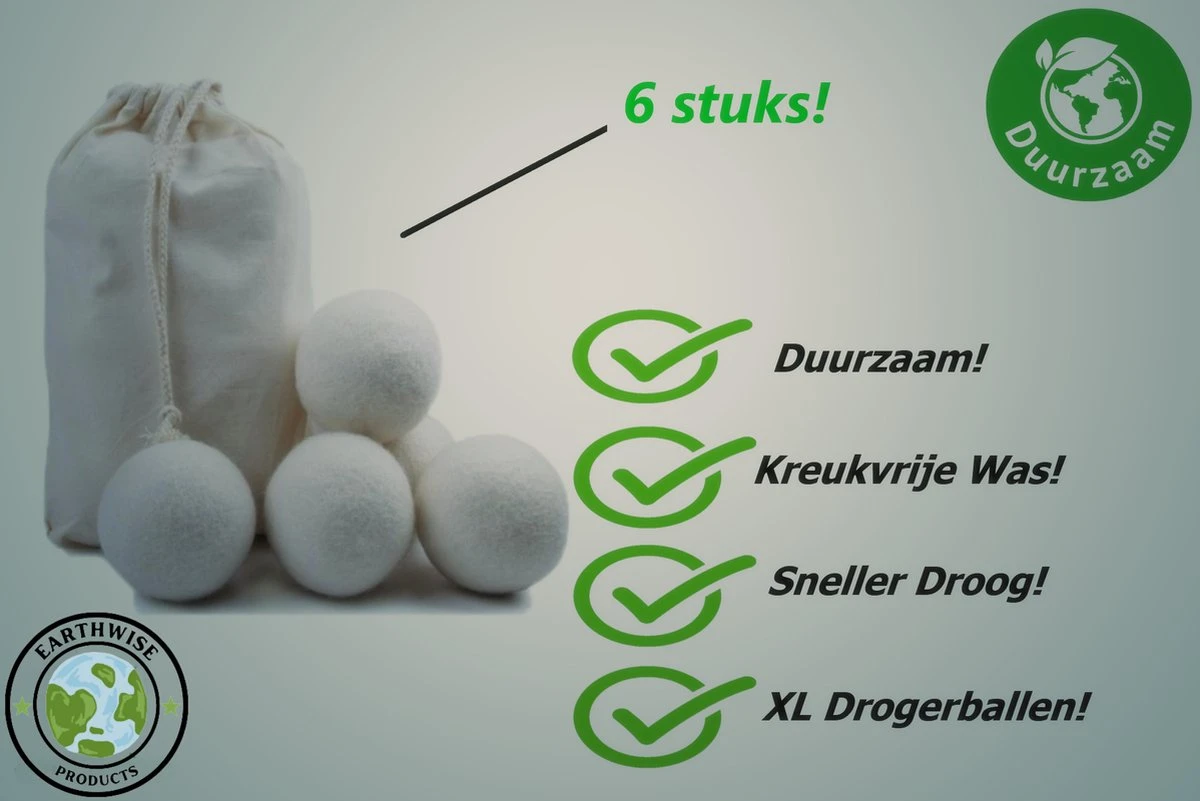 Drogerballen - Droogballen 6 Stuks XL - Herbruikbare Wasdrogerballen - Duurzaam - Energiebesparend 4 Drogerballen - Droogballen 6 Stuks XL - Herbruikbare Wasdrogerballen - Duurzaam - Energiebesparend - Afbeelding 2