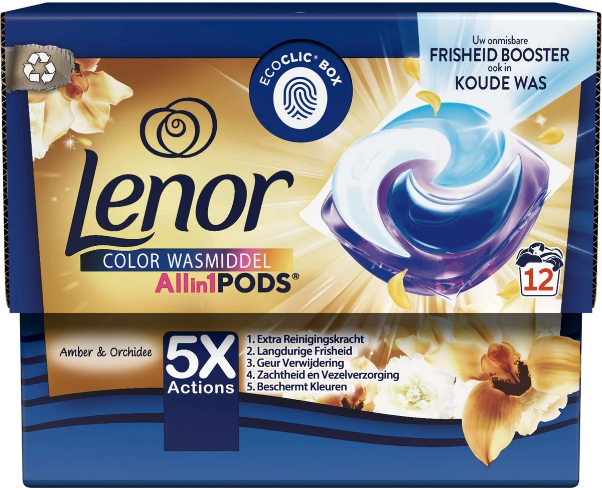 Lenor All In 1 Pods Amber & Orchidee - Waspods - 4 X 12 Wasbeurten Voordeelverpakking 4 Lenor All In 1 Pods Amber & Orchidee - Waspods - 4 X 12 Wasbeurten Voordeelverpakking - Afbeelding 2