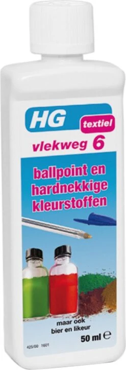 HG Vlekweg 6 - 50ml- Voor O.a. Vlekken Van Ballpoint & Hardnekkige Kleurstoffen -Wasbenodigdheden Winkel 411x1200