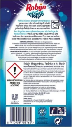 Robijn Intense Morgenfris Droogtrommeldoekjes - 9 X 20 Stuks - Voordeelverpakking 15 Robijn Intense Morgenfris Droogtrommeldoekjes - 9 X 20 Stuks - Voordeelverpakking -Wasbenodigdheden Winkel 683x1200