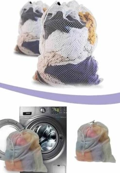 Wasnet Waszak - Groot - XL - 60 X 80 CM - Wit - Treksysteem - Trekbandsluiting - Polyester - Laundry Bag -Wasbenodigdheden Winkel 832x1200 3